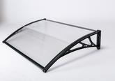 Copertină ECO de ușă 60x60cm marchiză adăpost acoperiș negru-transparent